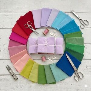 rainbow solid pre cut charm pack 5" squares fabric quilt scrap cotton 150 pcs